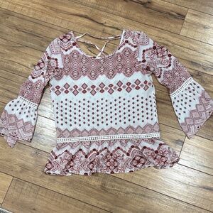 Bohemian Patterned Bell Sleeve Top